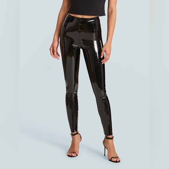 Commando Control Black Faux Patent Leather Leggings Pants Size Small - Picture 1 of 8